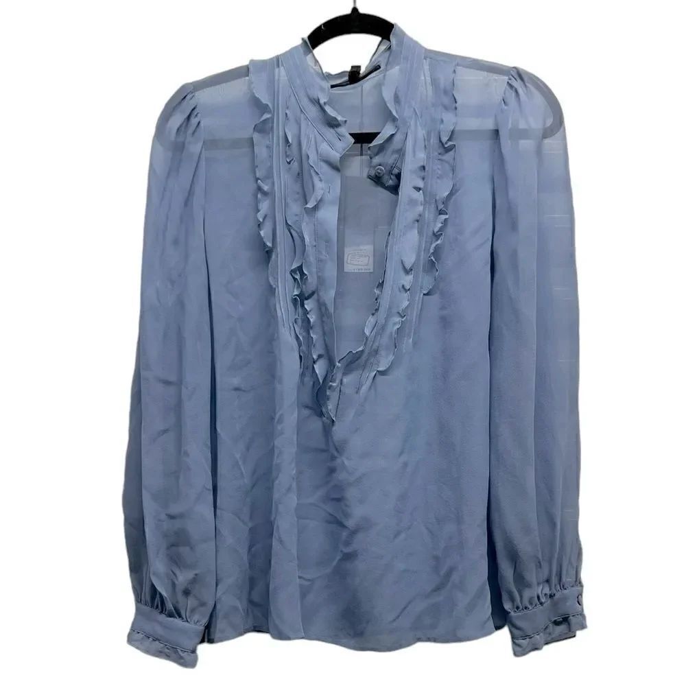 BCBGMAXAZRIA "LEOLA" Sheer blouse, Light Blue, NWT